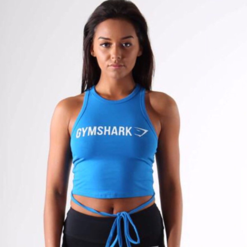 Gymshark Ribbon Crop Top Sleeveless Blue